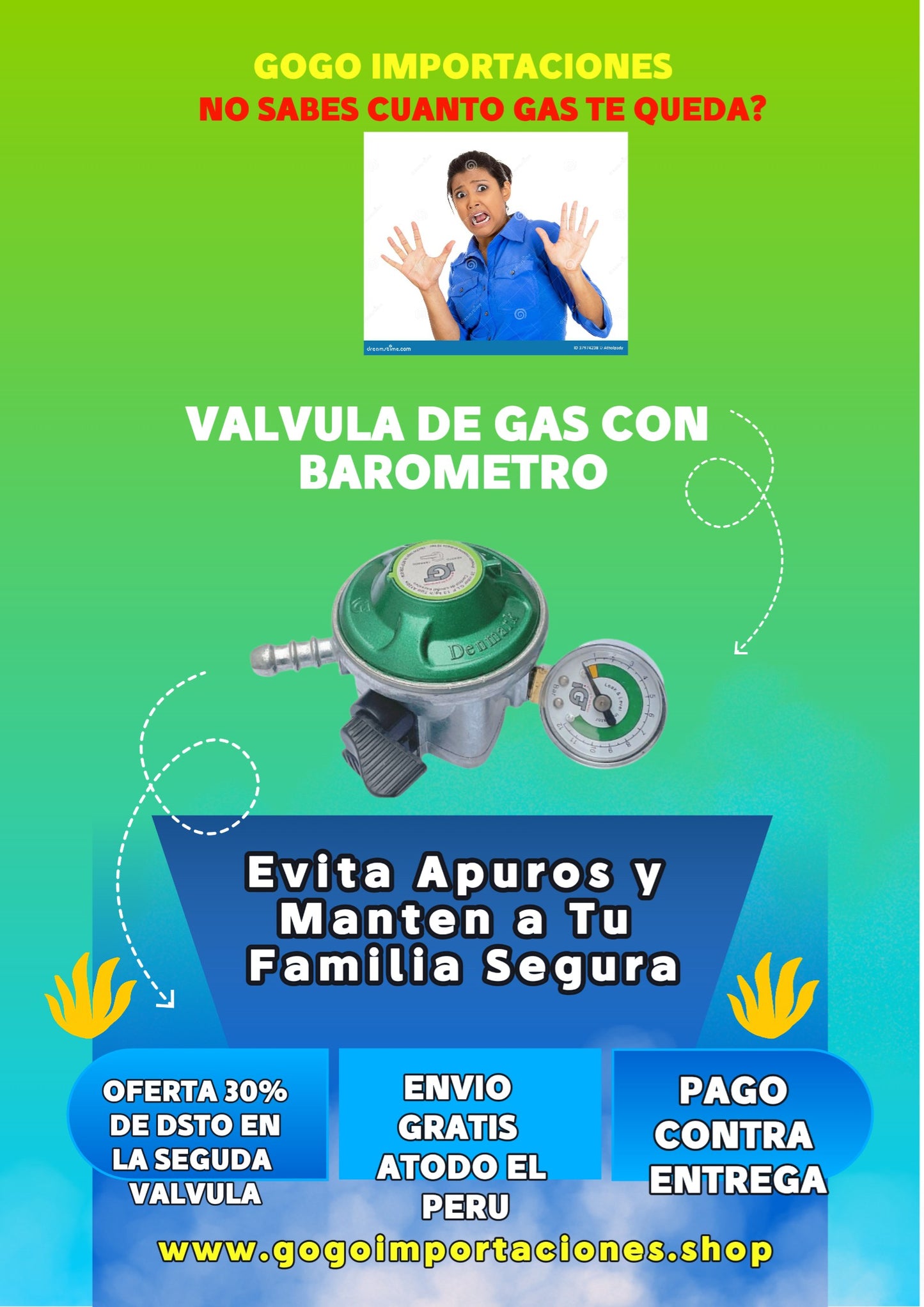 VALVULA DE GAS CON MANOMETRO